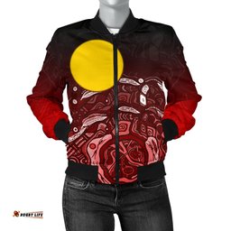 Aboriginal Women's Bomber Jacket - Red Landscape
