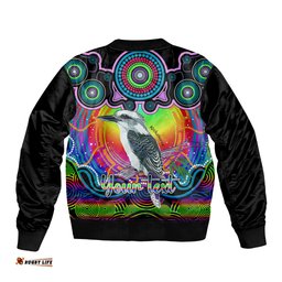Personalised Australia Sagittarius Kookaburra Zodiac Bomber Jacket Auz Astrology Aboriginal - Rainbow