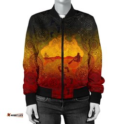 Aboriginal Women's Bomber Jacket, Australian Map with Indigenous Color