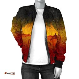 Aboriginal Women's Bomber Jacket, Australian Map with Indigenous Color