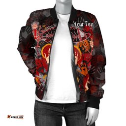 Custom Aboriginal Women's Bomber Jacket - Indigenous Fish Hand Art