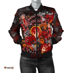 Custom Aboriginal Women's Bomber Jacket - Indigenous Fish Hand Art
