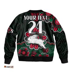 Custom Personalised NRL Rabbitohs Rugby Bomber Jacket The Bunnies 1908 Aboriginal