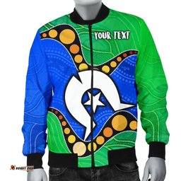 Custom Torres Strait Islands Men's Bomber Jacket - Flag with Aboriginal Patterns