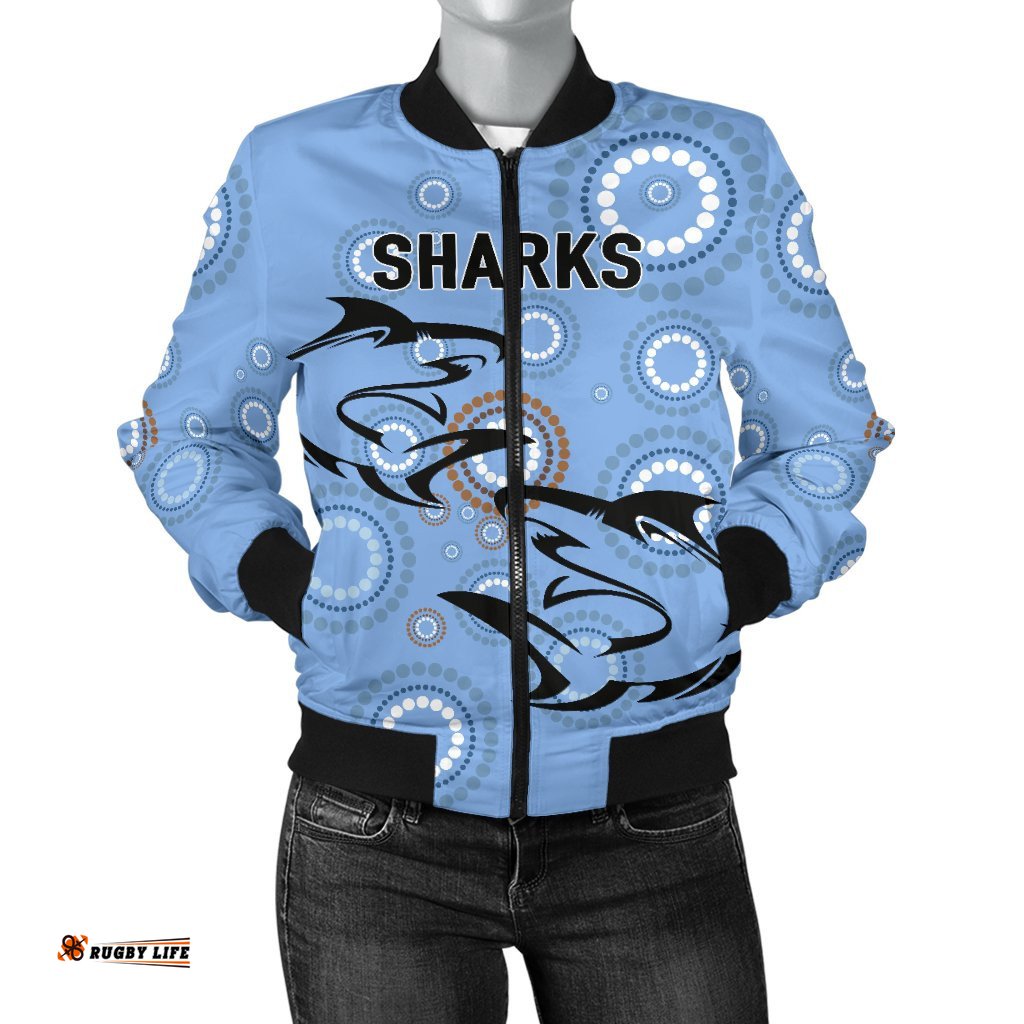 Cronulla Women's Bomber Jacket Sharks Unique Indigenous