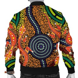 1st Australia Men Bomber Jacket - Aboriginal Two Lizards Dot Painting Circle