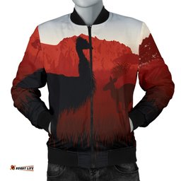 Men's Bomber Jacket - Australian Nature with Emu and Kangaroo