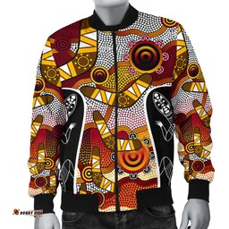 Bomber Jacket - Aboriginal Dot Painting Lizard Jacket - Men