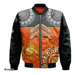 Custom Personalised Perth Scorchers Cricket Bomber Jacket Aboriginal Double Boomerang