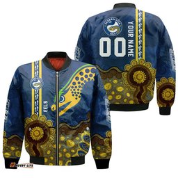 Parramatta Eels Aboriginal Bomber Jacket Rugby Indigenous Kangaroo Tracks - NRL