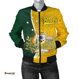 Personalised Personalised Women's Bomber Jacket - Australia Coat Of Arm In Rugby Style