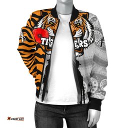 Custom Personalised Tigers Women's Bomber Jacket Wests Anzac Day Tiger Skin Style