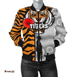 Custom Personalised Tigers Women's Bomber Jacket Wests Anzac Day Tiger Skin Style
