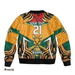 Australia Wallabies Rugby ANZAC Custom Bomber Jacket Poppy Soldier With Aboriginal Dots Art
