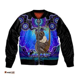 Personalised Australia Cancer Koala Zodiac Bomber Jacket Auz Astrology Aboriginal - Blue