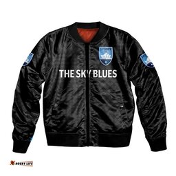 Custom Personalised Sydney The Sky Blues Bomber Jacket Soccer Club Original Style - Black
