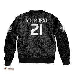 Custom Text And Number New Zealand Warriors Rugby Bomber Jacket Proud to Maori Warriors