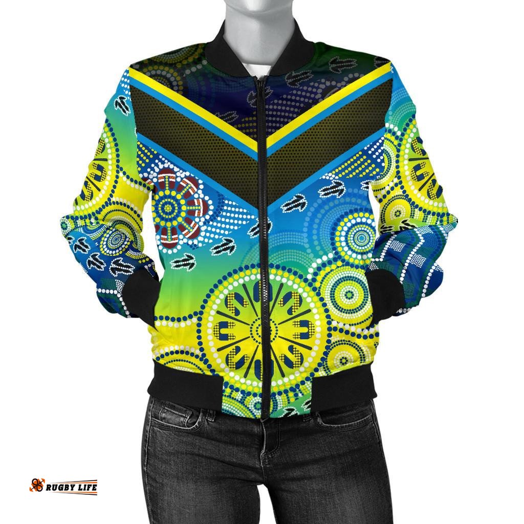 Aboriginal Bomber Jacket - Dot Painting Indigenous Circle Patterns - Women