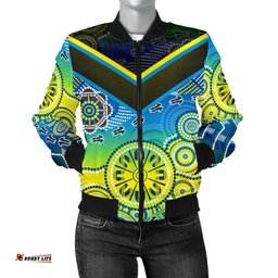 Aboriginal Bomber Jacket - Dot Painting Indigenous Circle Patterns - Women