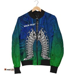 Custom Text Torres Strait Islander Women's Bomber Jacket - Dhari Mask
