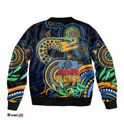 Eels Rugby Aboriginal Art Bomber Jacket NAIDOC Indigenous Tribal