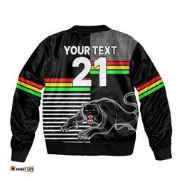 Custom Text And Number Penrith Panthers Rugby Bomber Jacket Proud The Panthers Comeback
