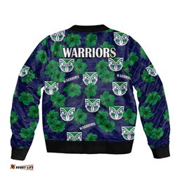New Zealand Warriors Rugby Bomber Jacket Polynesian Style With Hibiscus