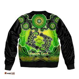 Personalised Australia Pisces Platypus Zodiac Bomber Jacket Auz Astrology Aboriginal - Green