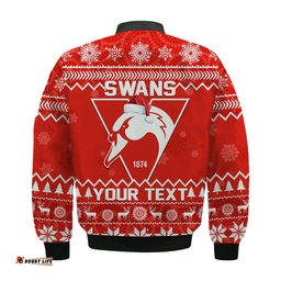 Custom Personalised Swans Football Christmas Bomber Jacket Sydney Indigenous Merry Xmas Ver.04