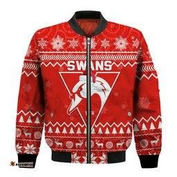 Custom Personalised Swans Football Christmas Bomber Jacket Sydney Indigenous Merry Xmas Ver.04