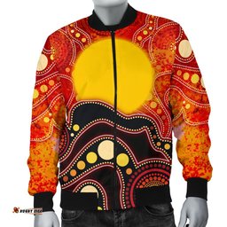 Aboriginal Men's Bomber Jacket, Aboriginal Lives Matter Flag Dot Painting Art