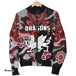 Dragons Men Bomber Jacket St. George Indigenous Black