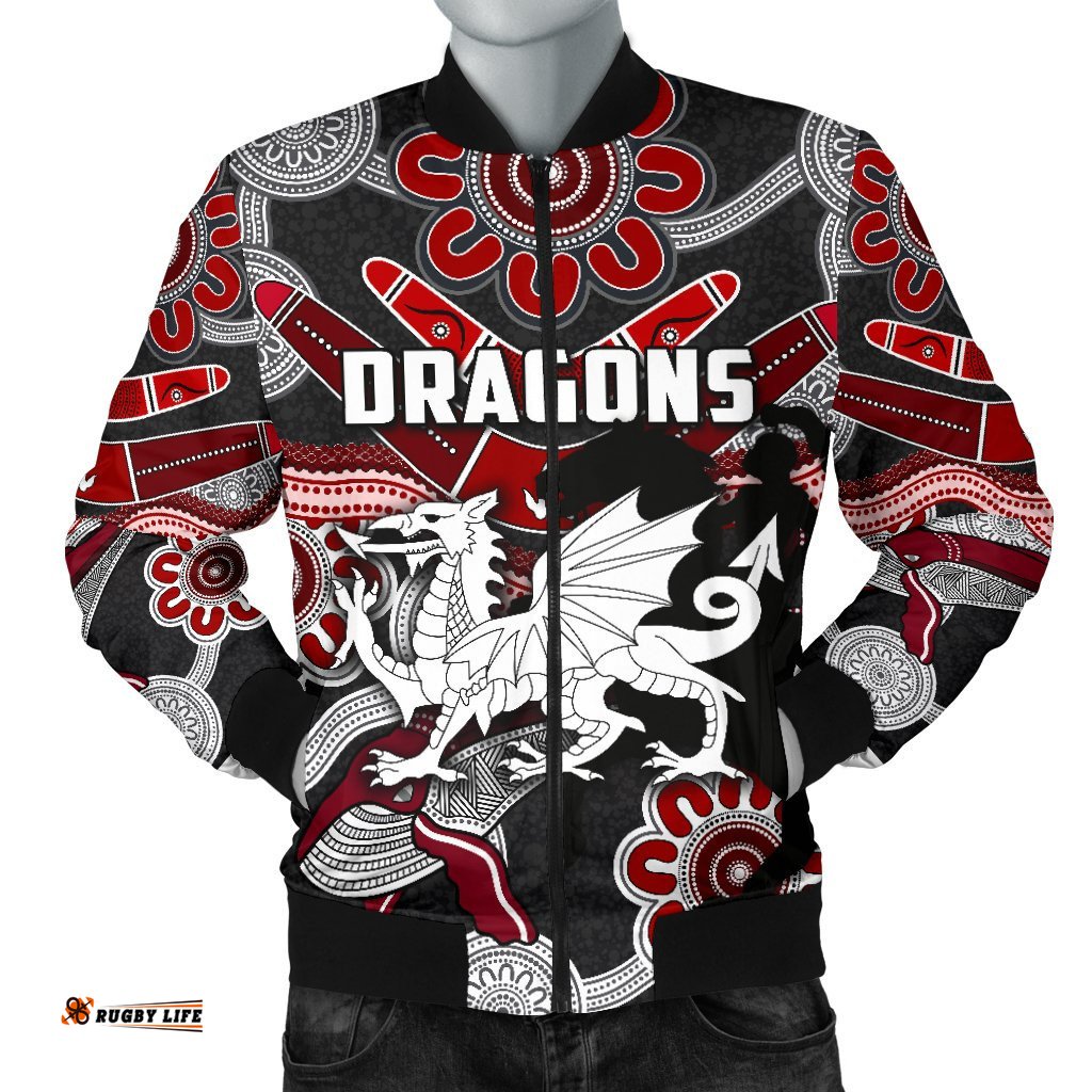 Dragons Men Bomber Jacket St. George Indigenous Black
