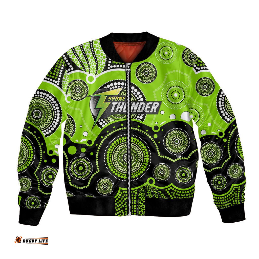 Custom Text And Number Thunders BBL Bomber Jacket Aboriginal Patterns