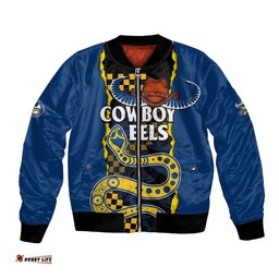 Custom Text And Number NRL Combine Cowboys and Parra Eels Bomber Jacket Sporty Style