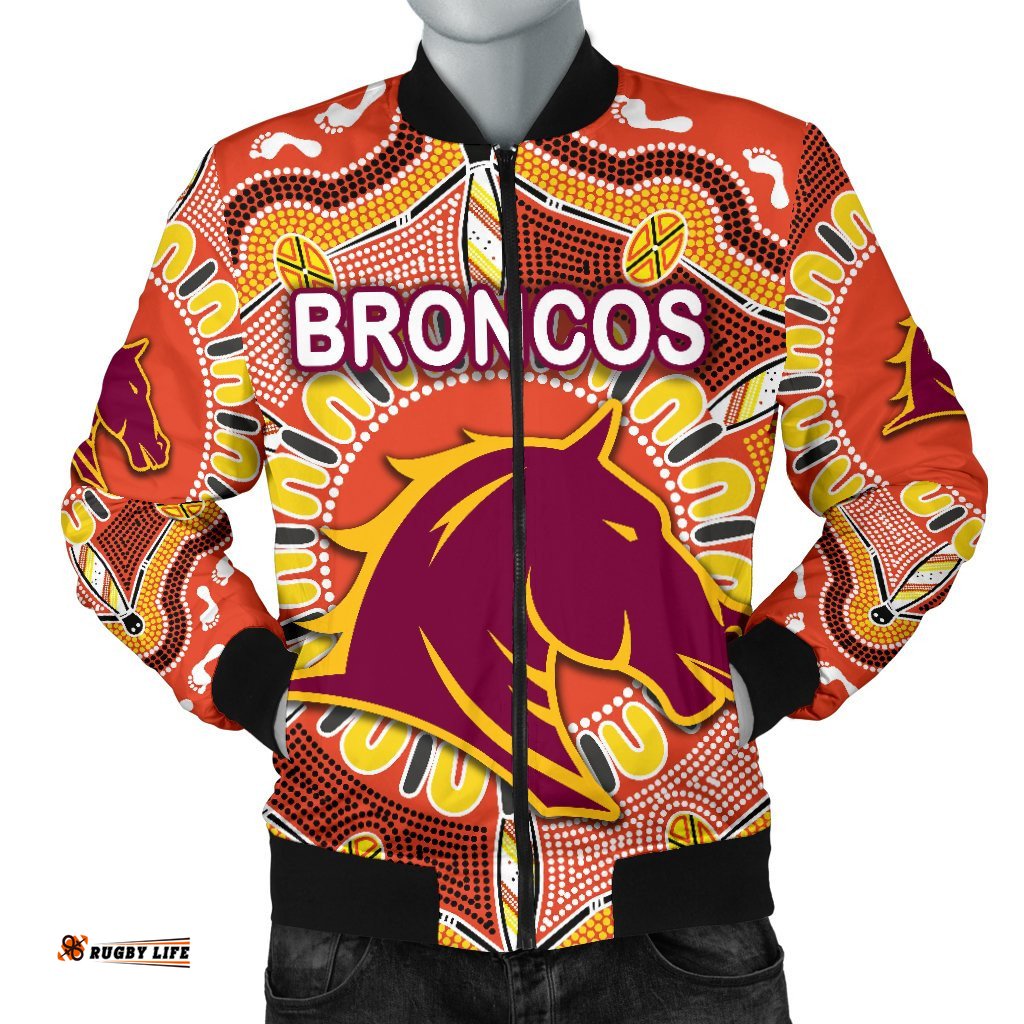 Brisbane Men's Bomber Jacket Broncos Indigenous Warm Vibes