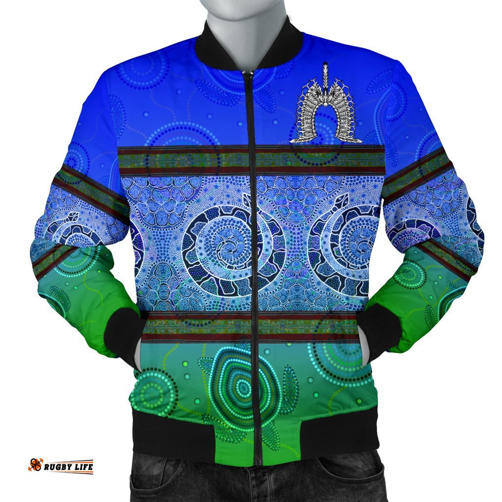 Men Bomber Jacket - Turtle With Dhari Mask Snake Patterns-