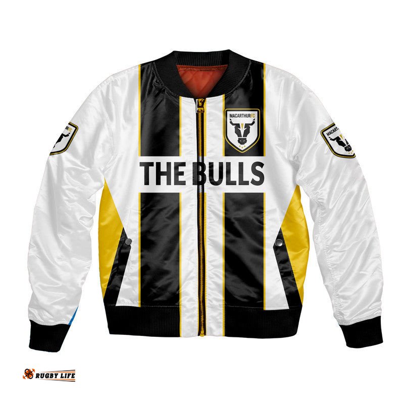 Custom Personalised Macarthur The Bulls Bomber Jacket Soccer Club Original Style - White