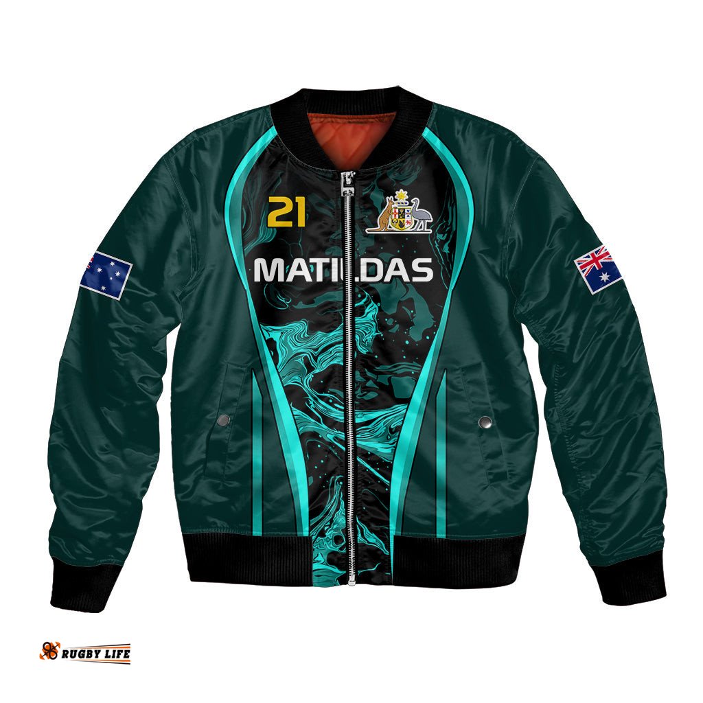 Matildas Australia Soccer Bomber Jacket Liquid Marble Texture Vibe