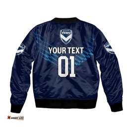 Custom Personalised Melbourne Victory Big V Bomber Jacket Soccer Club Original Style - Blue