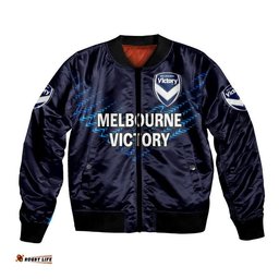 Custom Personalised Melbourne Victory Big V Bomber Jacket Soccer Club Original Style - Blue