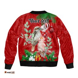 Personalised Kookaburra Lover Bomber Jacket Australia Merry Christmas Aboriginal Red Style