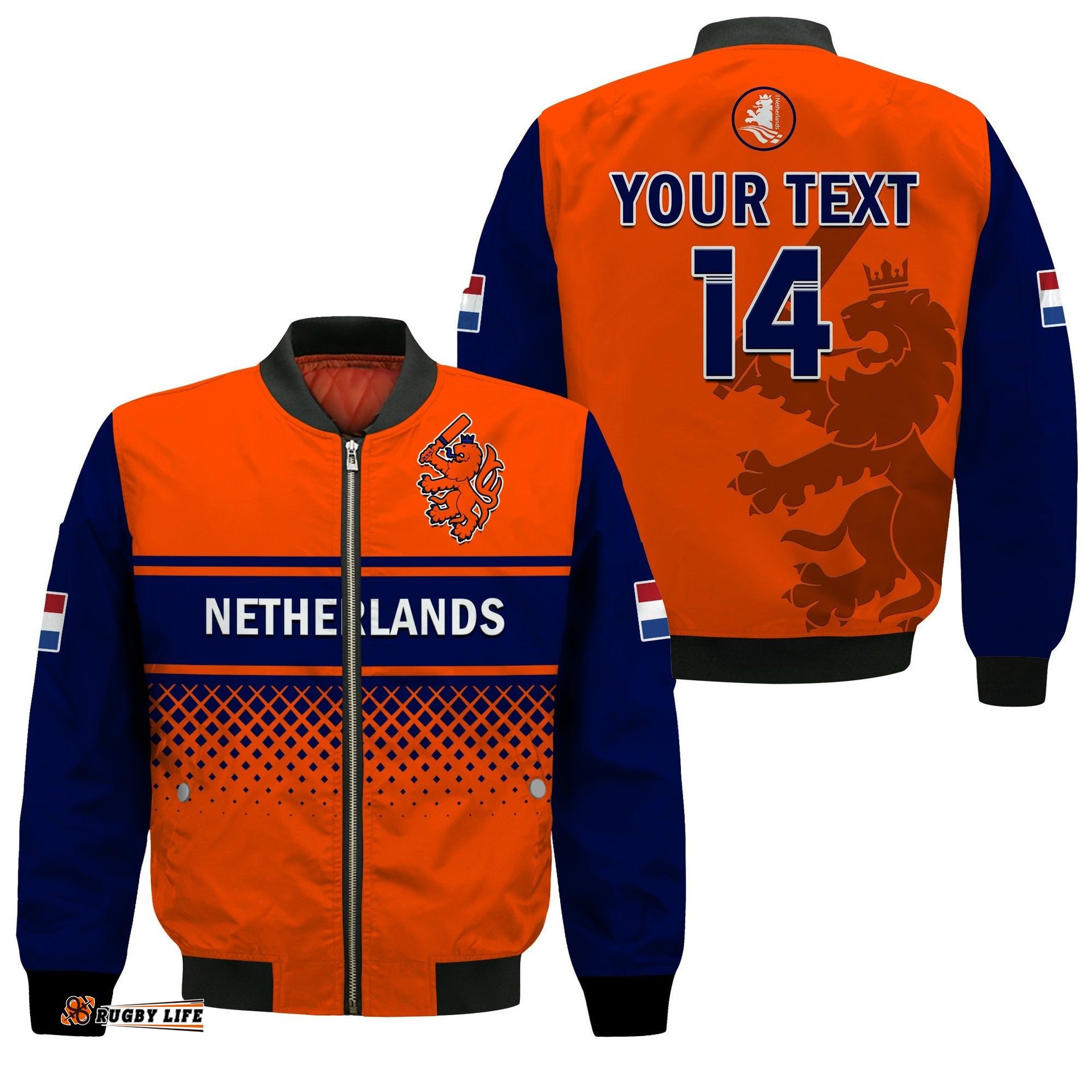 Netherlands Cricket Bomber Jacket ODI Simple Orange Style