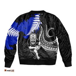 Aotearoa Rugby Bomber Jacket All Black Maori Fern
