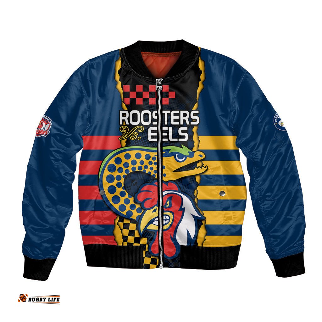 Custom NRL Eels Combine Roosters Rugby Bomber Jacket Sporty Style