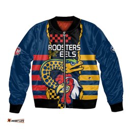 Custom NRL Eels Combine Roosters Rugby Bomber Jacket Sporty Style