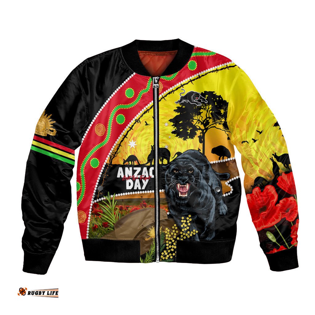 Panthers ANZAC Day Bomber Jacket Pennies Mascot Rosemary Starring Night Style