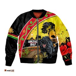 Panthers ANZAC Day Bomber Jacket Pennies Mascot Rosemary Starring Night Style