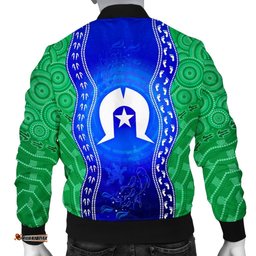 Torres Strait Islanders Men's Bomber Jacket - Torres Symbol With Aboriginal Patterns