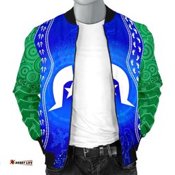 Torres Strait Islanders Men's Bomber Jacket - Torres Symbol With Aboriginal Patterns